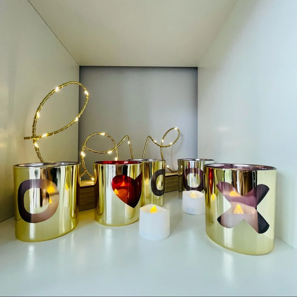 2pcs Gold Candle Holder Decor Party Glasses X O ❤️